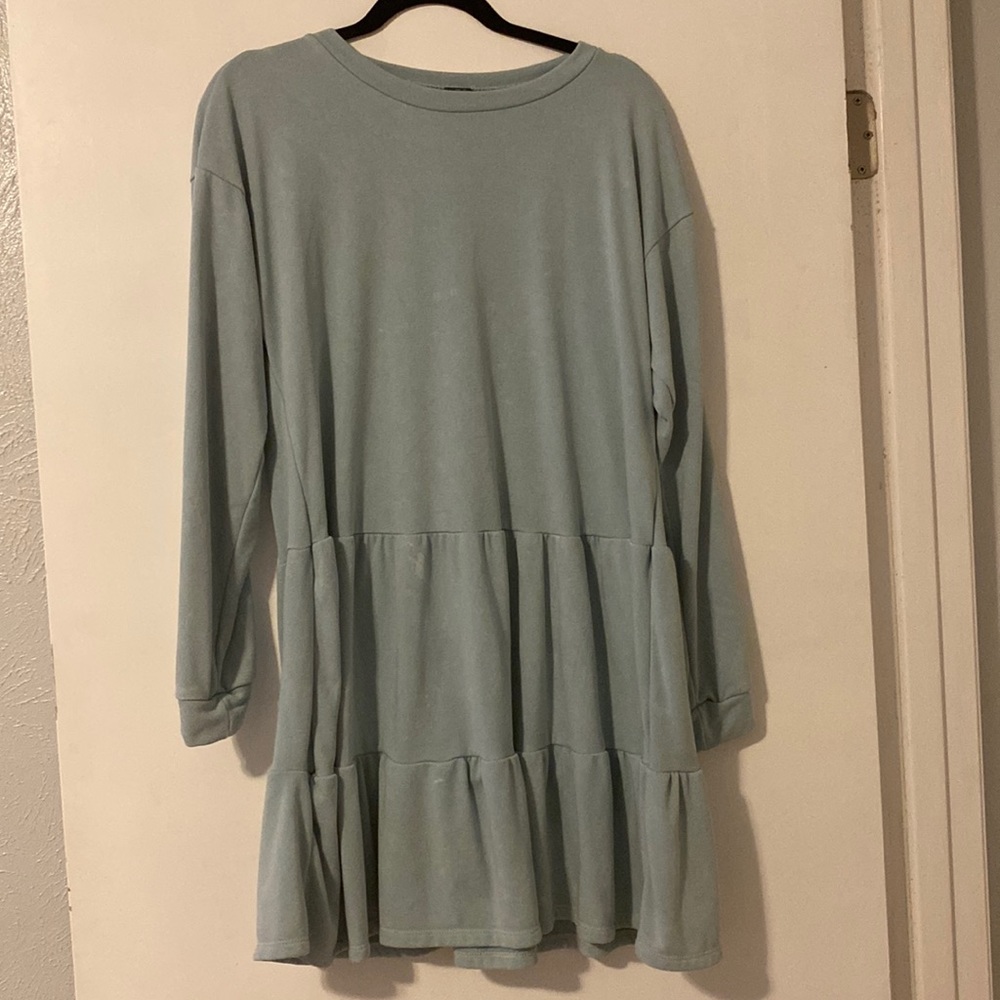 Cozy Faded blue sweatshirt dress